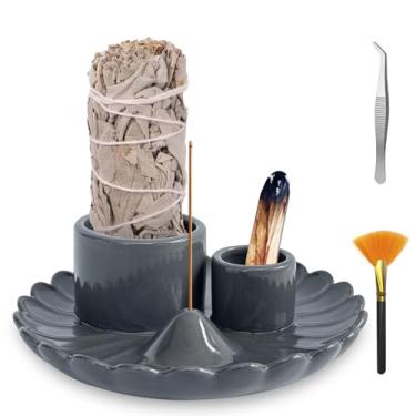 Imagem de Esbaybulbs Suporte Para Palitos De Palo Santo, 4 Em 1, Suporte Para Incenso E Velas Para Queimar Sálvia E Palitos Para Queimar, Bandeja Coletora De Cinzas Para Sala De Meditação E Ioga