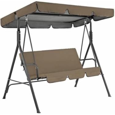 Imagem de Capa de substituição impermeável para cadeira de balanço - Assento de balanço de jardim de 2/3 lugares com proteção solar anti-UV para pátio externo - Cor café (Tamanho: 249 * 185 * 18 cm)
