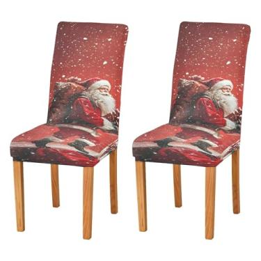 Imagem de SEHANY Conjunto de 4 capas de cadeira de gnomo de Papai Noel para sala de jantar, elástico, removível e lavável, para cozinha, hotel, festa, decoração de Natal