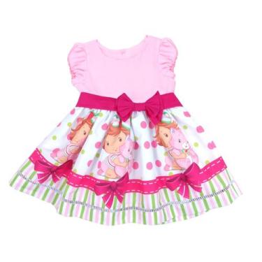 Imagem de Vestido Moranguinho Baby Rosa Com Manga Festa Infantil - Ateliê Iza Ro