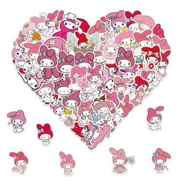 Imagem de 50 peças de adesivos Kawaii Mymelody para crianças, decalque de vinil bonito Sanrio Cartoon impermeável para notebook de meninas adolescentes, garrafa de água, skate, guitarra, estojo de viagem