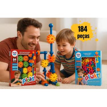 Imagem de Brinquedo Montar Plakt + Plukt Educativo Criativo 184 Peças