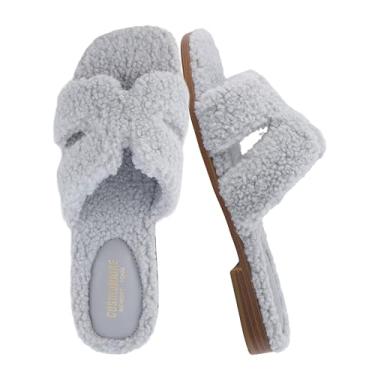 Imagem de CUSHIONAIRE Women's Visa cozy slide sandal +Memory Foam, Wide Widths Available, Light Blue 7