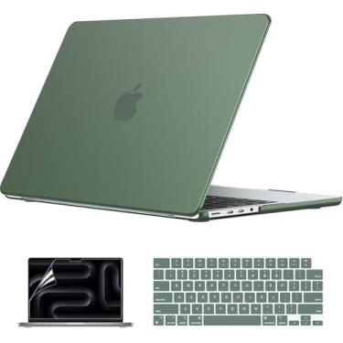 Imagem de EooCoo Capa compatível com MacBook Pro 35.6 cm M5 2025 2024-2021 M4 M3 M2 M1 Pro Max Chip, capas rígidas com capa de teclado, protetor de tela - verde meia-noite fosco