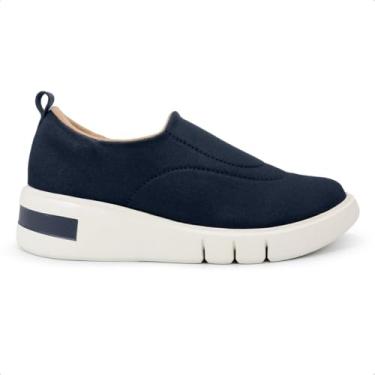 Imagem de Tênis Usaflex Feminino Slip On Tecido Detalhe Costura Casual New Blue Am01009005 36
