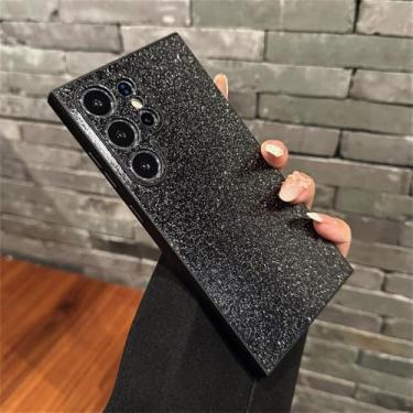 Imagem de Capa para celular Samsung Galaxy S25 S24 S23 S22 Ultra Plus com glitter, cor sólida, brilhante e resistente a impactos, preta. Compatível com Galaxy S23+.