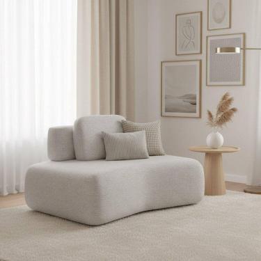 Imagem de Sofá Módulo Canto 175cm Orgânico Sala Berlim Bouclê K01 - D`rossi Cinza Claro