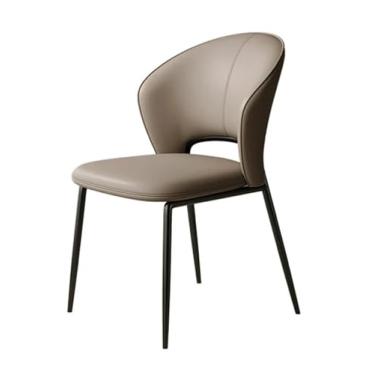 Imagem de Cadeiras de jantar de cozinha estofadas de meados do século moderno, sala de cozinha, sem braços, lado de couro sintético com parte traseira para sala de jantar (marrom)