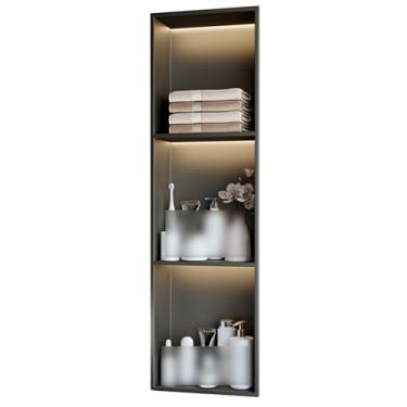 Imagem de Nicho de chuveiro, aço inoxidável para quarto molhado alcova embutida, xampu cosmético higiênico organizador de chuveiro à prova d'água, casa quarto sala de estar prateleiras de banheiro (cor: cinza