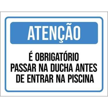 Imagem de Kit 10 Placas Obrigatório Ducha Antes Piscina 27X35 - Sinalizo