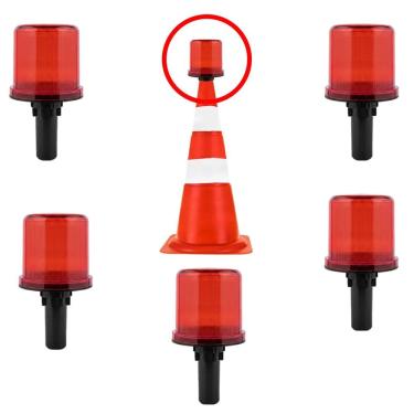 Imagem de Sinalizador Solar Viario Kit 5 Uni Alerta Rodovia Estrada Rua Cone Emergencia Obra