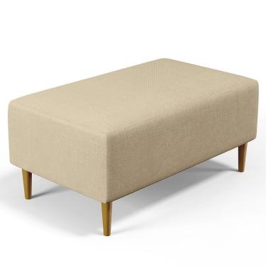 Imagem de Puff Sala De Estar Cléo Pés Palito 90 Cm Linho Bege Escuro