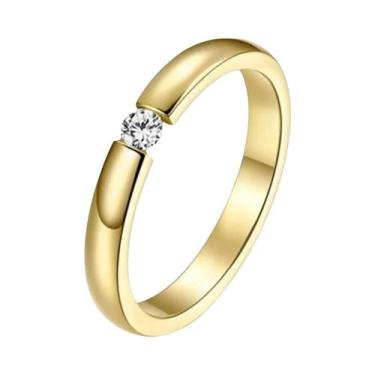 Imagem de Alianças De Casamento Em Ouro Para Casais, Anéis De Aço Inoxidável, Jo