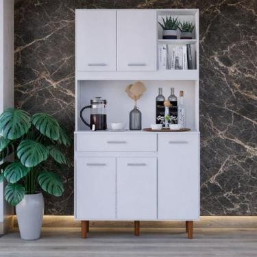 Imagem de Armário Compacto com 5 Portas, 1 Gaveta e Nichos Kit Completo Ideal pa