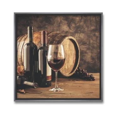Imagem de Quadros Decorativos Adega Vinhos com Vidro e Moldura 43x43cm - Decorar