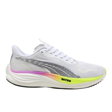 Imagem de PUMA Velocity Nitro 3 Tênis de corrida masculino, Puma Branco/magenta puro/alerta amarelo, 43