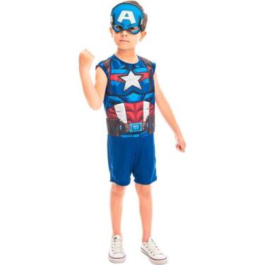 Imagem de Fantasia Capitão America Infantil Clássica Curta Com Máscara  - Global