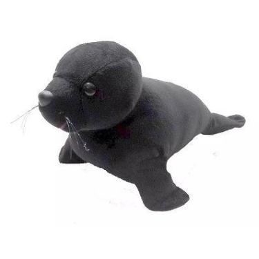 Imagem de Foca de Pelúcia Marinha Preta 28 cm Antialérgica - Mirante Brasil