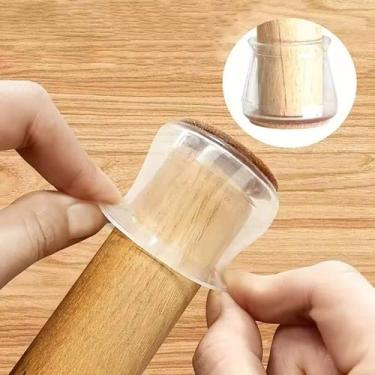 Imagem de Protetor Pé Cadeira Transparente Silicone Antirrisco 4u Cor:Cinza - ar