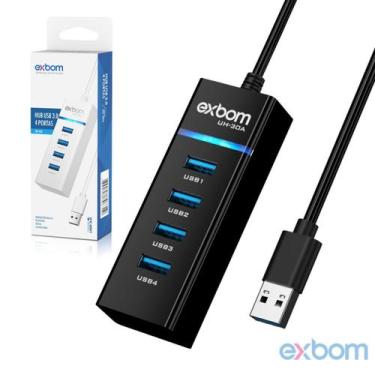 Imagem de Hub Cabo Usb 3.0 Extensor 4 Portas High Speed Hd Pen Drive - Exbom