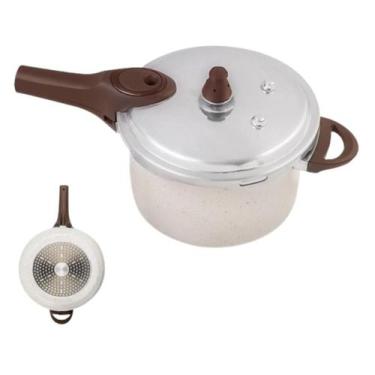 Imagem de Panela de Pressão Brinox Pressure Indução Antiaderente 6,8L, Panela de