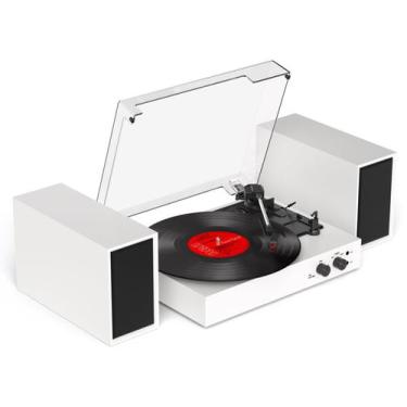 Imagem de Mesa giratória TANLANIN Bluetooth Vintage de 3 velocidades com alto-fa