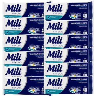 Imagem de Lenço Umedecido Mili Vita Care Premium para Banho de Leito e Atletas Dermatologicamente Testado 12 Pacotes com 40