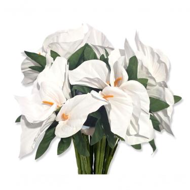 Imagem de Kit 5 Mini Buquês Copo de Leite Branco Artificial para Decoração de Mesa 19cm de Coração Shop