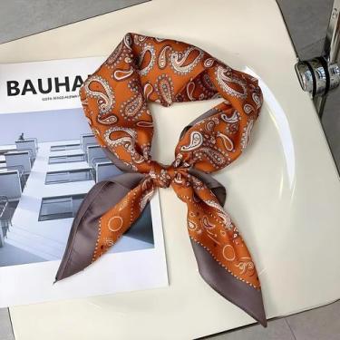 Imagem de Lenço De Seda Com Estampa Paisley Para Mulheres, Design Luxuoso, Peque