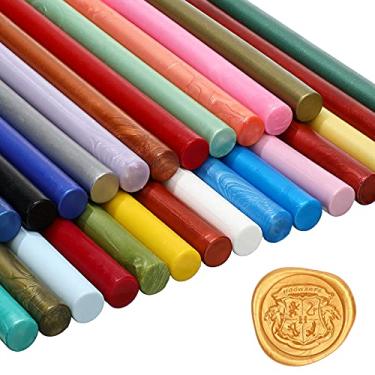 Imagem de 26 bastões de cera de vedação para pistola de cola, cera de vedação de pistola de cola para selos, convites de casamento, envelopes de cartões, envelopes de caracol, pacotes de vinho (cores sortidas)