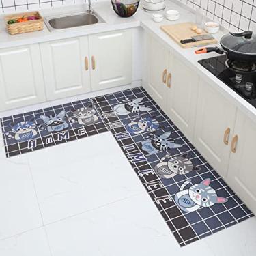 Imagem de Tapete de cozinha Tapetes de conforto 2 peças de couro à prova d'água à prova de óleo conjunto de tapetes antiderrapantes tapete acolchoado antifadiga 20x31 polegadas + 200x70 cm