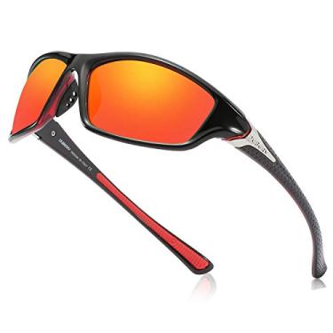 Imagem de DUBERY Óculos de Sol Masculinos com Lentes Polarizadas 100% Proteção UV para Dirigir, Ciclismo, Pesca D120, Preto/Vermelho, Moderno, Unissex-Adultos