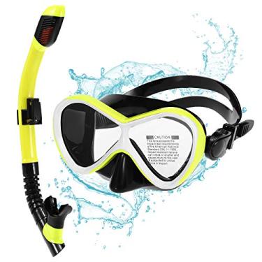 Imagem de Tingpai Crianças óculos de natação profissional com tubo de snorkel seco conjunto óculos -fog pa snorkel de mergulho