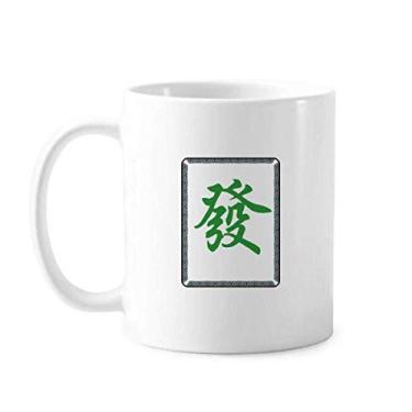 Imagem de Caneca com estampa de azulejos de mahjong verde cerâmica xícara de porcelana de café louça