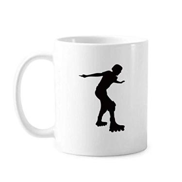 Imagem de Caneca preta com contorno esportivo de patinação em cerâmica para café e porcelana