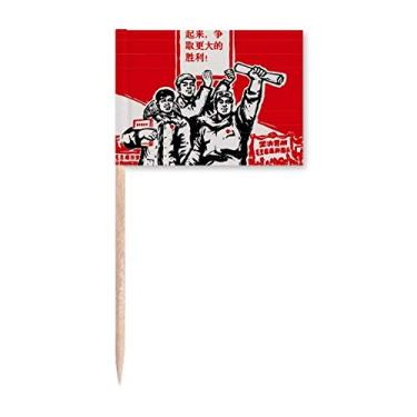 Imagem de Livro Paper Red Chairman Mao Masses bandeiras de palito de dente marcador Topper Decoração de festa