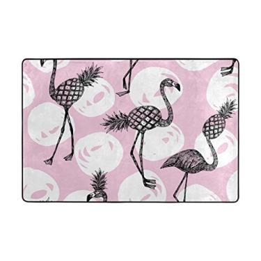 Imagem de My Little Nest Tapete de área abstrato flamingo abacaxi rosa capacho leve 2' x 3', esponja de memória interior decoração externa tapete para entrada sala de estar quarto escritório cozinha corredor