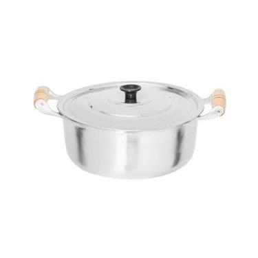 Imagem de Caçarola Alumínio Polido Alça Madeira Pomel Plástico Baquelite 32cm 8,0L