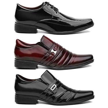 Imagem de Kit 3 Pares Sapato Social Masculino Veniz Cor:Colorido;Tamanho:37