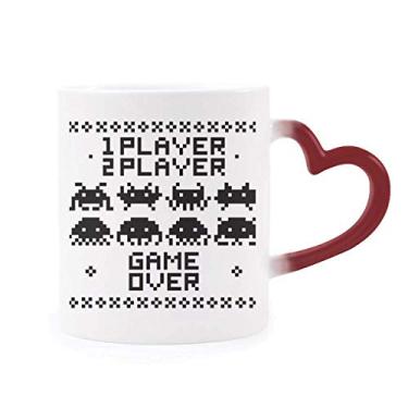 Imagem de Caneca sensível ao calor Players Game Over Little Monster Pixel que muda de cor vermelha