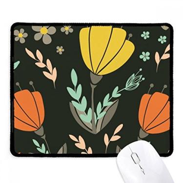 Imagem de Mousepad de pintura de planta laranja amarela borda costurada tapete de borracha para jogos