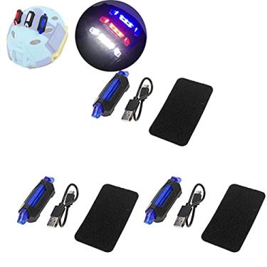 Imagem de Luz de sinalização de carregamento USB Luz de leitura LED, Sinal de segurança piscante Luz de marcação táctica de capacete de segurança para caça Caminhada Ciclismo Esportes ao ar livre (blue 3pcs)