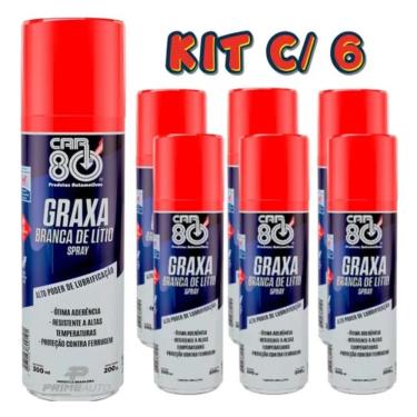 Imagem de Kit C/ 6 Graxa Branca De Lítio Spray 300ml Car80