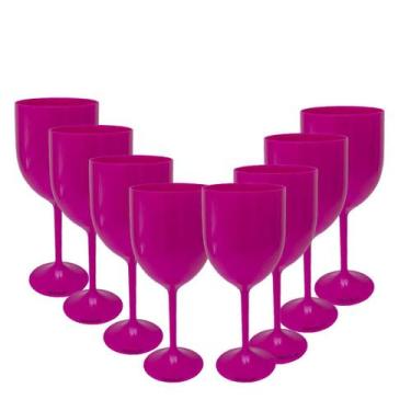 Imagem de Kit 8 Taças Vinho Rosa Acrílico - Krystalon