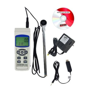Imagem de Kit Termo Anemômetro Digital Sensor Tipo K J Datalogger Tar-176 Portátil Adaptador Estojo Software Cabo Comunicação