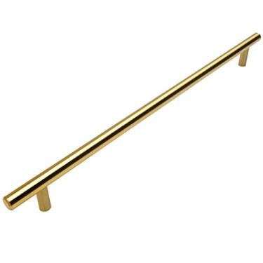 Imagem de Cosmas 305-320BB Brushed Brass Cabinet Hardware Euro Style Bar Handle Pull - 12-5/8" (320mm) Hole Centres, 15" Overall Length