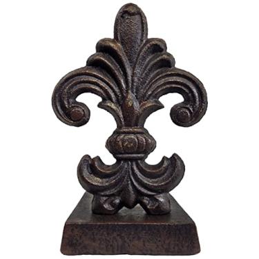 Imagem de Lulu Decor, Batente de porta flor de lis de ferro fundido, batente de porta real com acabamento preto antigo, 1,8 kg 28 g
