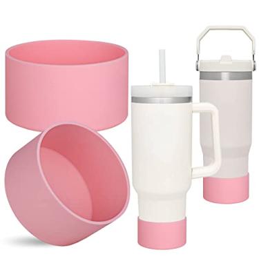 Imagem de QIANHAI Botas de silicone para copo Stanley Quencher Adventure 1,13 l com alça e Stanley IceFlow 850 g, 590 ml, manga inferior de garrafa protetora, acessórios antiderrapantes para garrafa de água esportiva (2 rosa)