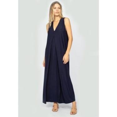 Imagem de Vestido Longo Acará Malha Amazonia Vital Azul Marinho-Feminino