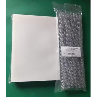 Imagem de Kit p/Encadernação A4 50 CAPA TRANSPARENTE LINE + 50 CAPA PRETO COURO + 50 ESPIRAIS 09 mm TRANSPARENTE